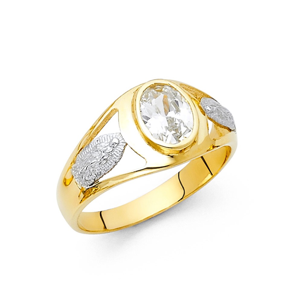 14K Two Tone Gold CZ Men's Ring